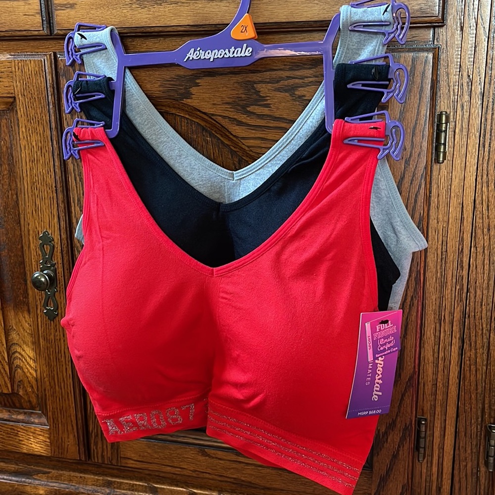 NWT SET OF THREE WIRELESS AEROPOSTALE COMFORT BRA 2X